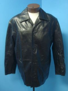 Florenz Design Italy Striking Classic Black Leather Men Coat Jacket Sz