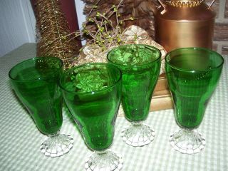 Anchor Hocking Forest Green Boopie Burple Iced Tea Goblets 6 3 4