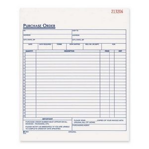 Forms DC8131 Adams Purchase Order Form 50 Sheet s Tape Bound