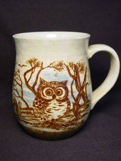  Coffee Mug Old Ceramic Pottery Cup Bird Squirrel Forrest Rustic