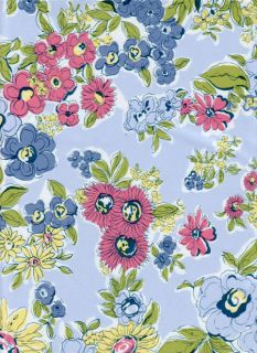 Floral Blue Vinyl Patio Tablecloth Umbrella Hole Zipper Cynthia Rowley