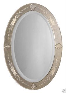 Venetian Etched Oval Frameless Wall Mirror Accent New