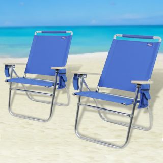 One Pair of 7 Position High Back Folding Beach Chairs by Copa