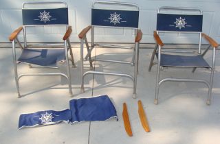 Vintage Garelick Folding Deck Nautical Boating Boat Pontoon Chairs Set