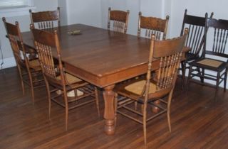 Fond du Lac Dining Table 1900s 8 chairs
