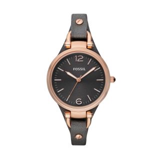 Fossil Womens Georgia Leather Watch – Smoke and Rose #ES3077