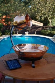 New Solar Powered Copper Table Top Water Fountain
