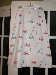 FAB Vintage 60s 70s VESTED GENTRESS Golf Skirt w/ SAILBOATS Mod Red