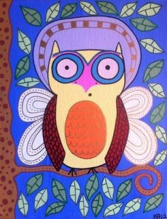 Ambrosino Mexican Folk Art Owl Angel Tree Print 8 x 10
