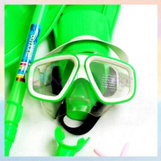 Green Kids Children Mask/Snorkel /Fins Flippers Swimming Swim Diving