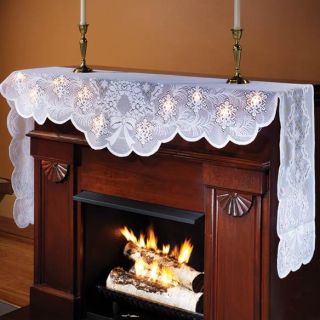 Lighted Lace Mantel Fireplace Scarf Great for Holiday Villages