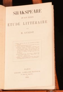 1852 Shakespeare Et Son Temps Etude Litteraire Guizot
