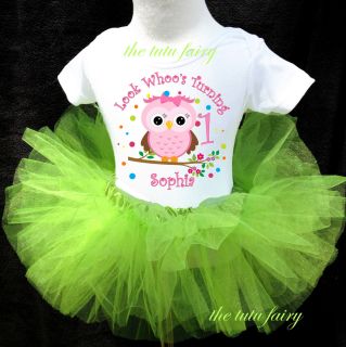 Look Whos 1 First One Whoos Birthday Girl Outfit Set Name Age Tutu