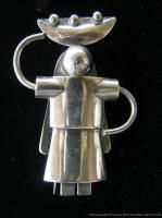 Set 3 Pins Signed Fred Davis Sterling Silver Mexico C1930s