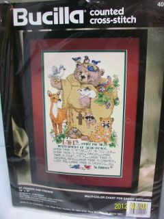   COUNTED CROSS STITCH KIT ST FRANCIS FRIEND ANIMALS 10X16 SEALED