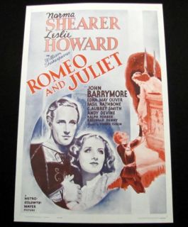Romeo and Juliet 1936 1962 Poster Vtg US John Barrymore