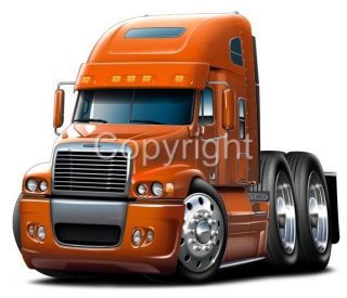 Freightliner Century Semi Big Rig Truck Cartoon T Shirt 9542