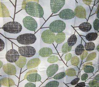 New Fabric Shower Curtain ~ Bold Mod Leaf Green Brown Black ~ White