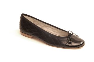 New French Sole ‘Passport’ Black Leather Flat $225