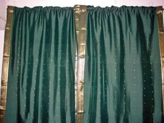Green Silk Sari Curtain Drapes India Curtains Window Dressing Rod
