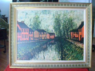 French Village on Canal Signed Bernard Buffet 1962