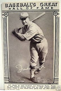 Frankie Frisch Baseball Great Hall of Fame Exhibit Card