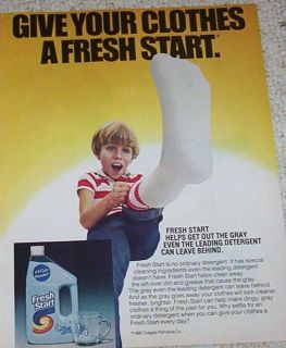 1982 Fresh Start Laundry Soap Cute Boy Socks Print Ad