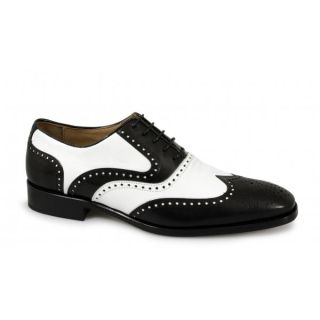  Leather Brogue Two Tone Office Formal Shoes Black White New