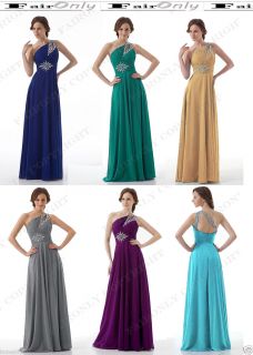 New Womens One Shoulder Formal Party Evening Cocktail Chiffon Long
