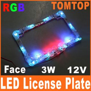 LED License Plate Flash Frame Motorcycle Car Colorful RGB Street Glow