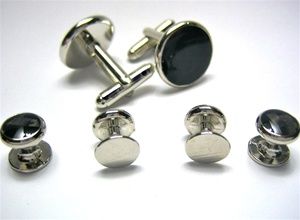 silver carbon fiber formal tuxedo cufflink stud set are the perfect