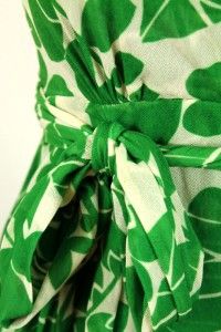 Green Floral Sweet Pea Stacy Franti V Neck Sleeveless Dress Tie Waist