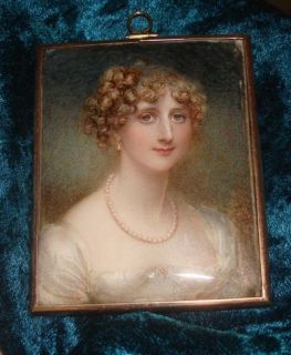  portrait miniature of Mrs.Walter Jones by Anne Mee Watercolor pendant