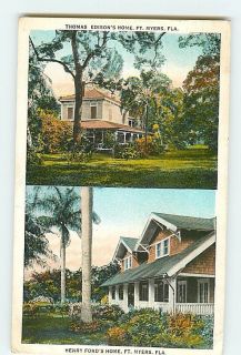  Postcard 1934 ft Myers Florida Henry Ford Thomas Edisons Homes