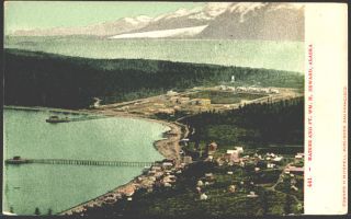  Fort William B Seward Alaska AK 1905 Aerial View Harbor Town & Fort