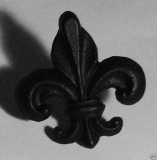 Fleur de Lis Cast Iron Black Cabinet Drawer Pull Knob