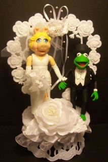 KERMIT THE FROG & MISS PIGGY WEDDING CAKE TOPPER FUNNY THE MUPPET SHOW