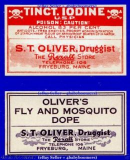 13 Antique OLIVER & SON FREYBURG Maine Pharmacy DRUGSTORE Medicine