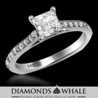 92 CT PRINCESS CUT SI DIAMOND SOLITAIRE ACCENTS ENGAGEMENT RING 14k