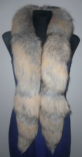 New Real Golden Island Fox Fur Boa Collar Scarf Wrap Shawl Schal NR394