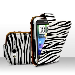 Zebra Style Leather Flip Case Cover for HTC Wildfire s Screen