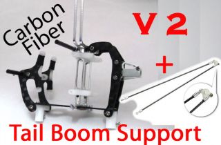 Rakonheli RKH CNC Carbon Fiber CF Main Frame V2 w/ Tail Boom Support