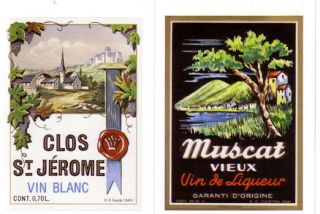 Vintage Repro Die Cut Stickers French Wine Labels Paris