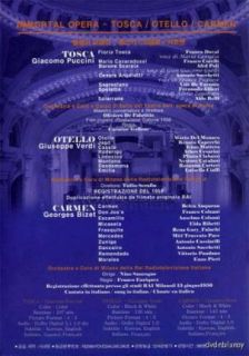 Immortal Opera Tosca Otello Carmen 3 Disc Box DVD New