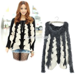 New Korea Womens Elegant Long Sleeve Loose Sweaters Top 2 Colors EN24H