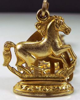  Victorian James M Fisher Co Equestrian Horse Watch Fob, Gold Plated