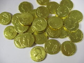 Chocolate Coins Gold Foil Wrapped Washington Quarter Size 1 pound