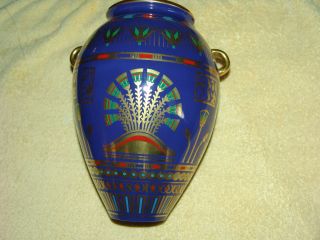 Franklin Mint Egyptian Golden Vase of Bast  Porcelain Vase 24 K Gold