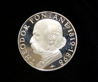 Germany 1969 G 5 Mark Coin Silver PF Theodor Fontane