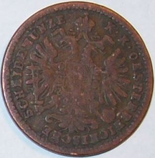 Kreuzer Copper Coin Franz Joseph Austria Dated 1885